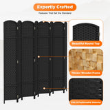 Room Divider 8 Panel Screen 5.6 Ft Tall Partition Room Dividers Black Privacy Screens Folding Room Separation Free Standing Waterproof Wood Frame Wall Divider FDW