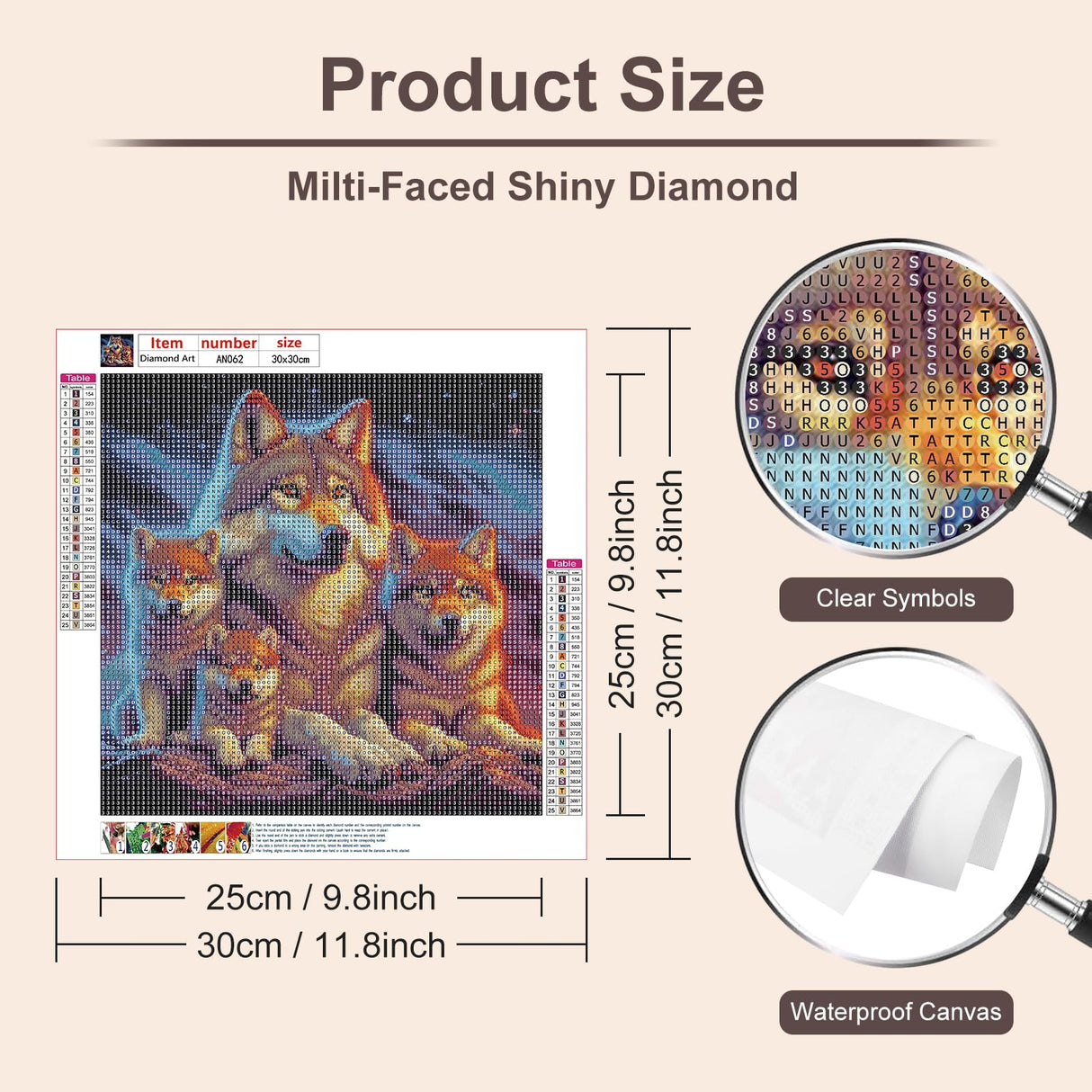 Anuver Wolf Diamond Painting Kits for Adults, 5D DIY Diamond Art Kits for Beginners, Full Drill Diamond Painting Kits for Home Wall Decor, 12x12 Inch Anuver