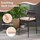 Tangkula 5-Piece Patio Rattan Bar Set, Counter Height Square Table with 4 Wicker Counter Stools, All-Weather Tabletop, Cushioned Outside Dining Set for Poolside, Backyard (Brown) Tangkula