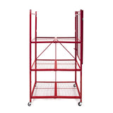Origami R5 Foldable 4-Tier Garage Shelving Heavy Duty Shelving with Wheels, Metal Storage Rack Holds 1000 pounds, Garage Storage Rack & Organization, Storage Shelving (Red, R5) Origami