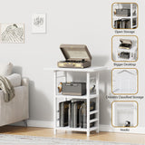 YAKANJ Record Player Stand with Extended Desktop,Large Record Player Table with Vinyl Storage,Turntable Stand with Record Holder Vinyls Display Shelf for Music Room Studio,White YAKANJ