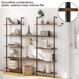 HOOBRO DIY Ladder Shelf, 6-Tier Wall Mounted Bookshelf, Office Vertical Bookcase, Wooden Storage Shelves for Home Office, Bedroom, Rustic Brown and Black BF65CJ01 HOOBRO