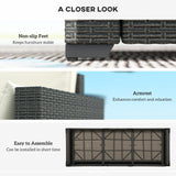 Outsunny Patio Couch PE Wicker Deep Seating Outdoor Sofa with Removable Cushions, 3 Seater Rattan Sofa, Outdoor Furniture for Balcony, Deck, Garden and Poolside, Cream White Outsunny