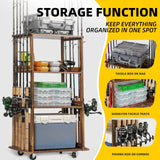 Ghosthorn Fishing Rod Holders for Garage Holds up 10 Rods Wood Pole Rod Rack Tackle Storage Gear and Equipment Fishing Gifts for Men Women (fishing rod holders 4.0) Ghosthorn