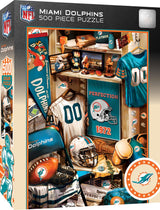 MasterPieces Game Day 500 Piece Jigsaw Puzzle for Adults - NFL Miami Dolphins Locker Room - 15"x21" Masterpieces