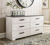 Signature Design by Ashley Shawburn 6 Drawer Dresser, Whitewash & Gray Signature Design by Ashley