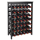 VASMIA 42 Bottles Bamboo Wine Rack,7-Tier Wine Rack Freestanding Floor with Table Top, Wine Storage Shelf for Kitchen Dining Room Bar,Black VASMIA