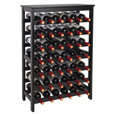 VASMIA 42 Bottles Bamboo Wine Rack,7-Tier Wine Rack Freestanding Floor with Table Top, Wine Storage Shelf for Kitchen Dining Room Bar,Black VASMIA