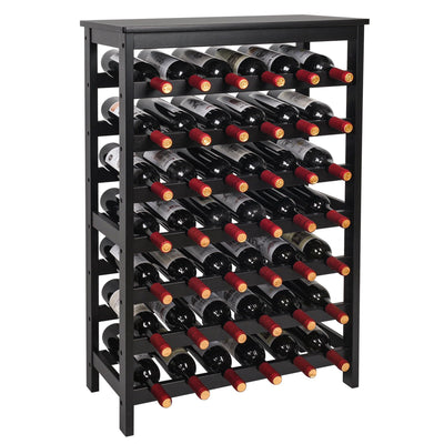VASMIA 42 Bottles Bamboo Wine Rack,7-Tier Wine Rack Freestanding Floor with Table Top, Wine Storage Shelf for Kitchen Dining Room Bar,Black