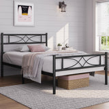 Yaheetech Twin Size Bed Frame Metal Platform Bed with Curved Design Headboard Footboard/No Box Spring Needed/Mattress Foundation/Heavy-Duty Support/Easy Assembly/Black Yaheetech