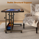 UPVERCY 1500 Piece Adjustable Puzzle Table with Legs and 6 Trays & Protective Cover, 34.8" x 26.7" Rolling Puzzle Board with Storage Shelf & Wheels - Jigsaw Puzzle Table, Wood Grain Finish - Walnut upvercy