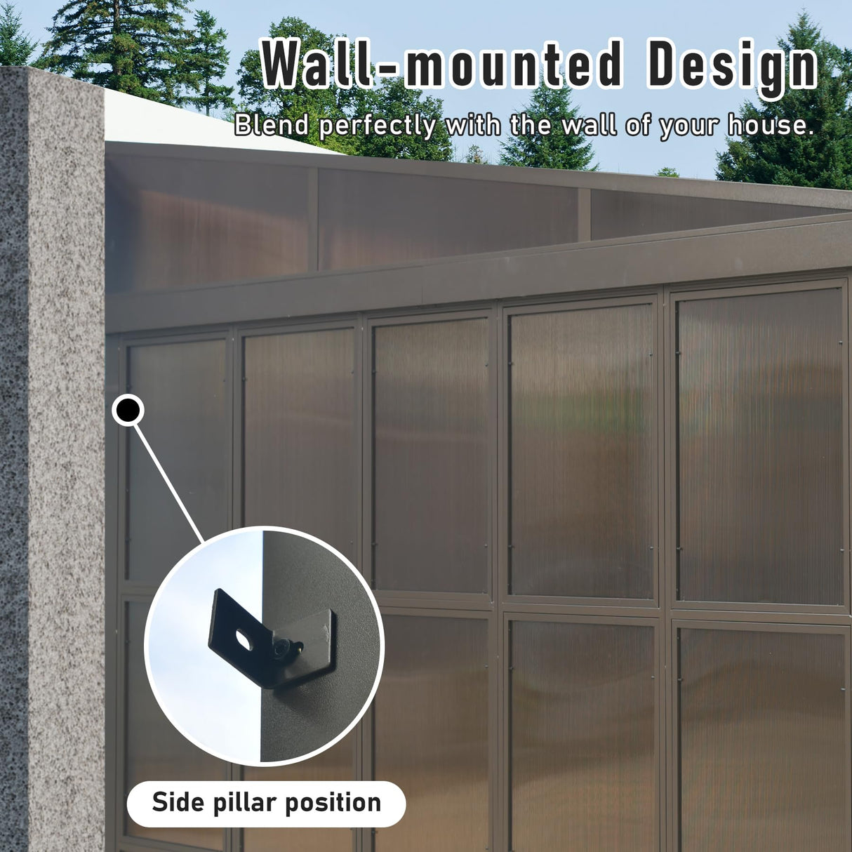 Domi 12x16FT Lean-to Sunroom, Wall Mounted Solarium with Galvanized Steel Sloping Roof, Moveable PVC Screen, Front Door&Side Sliding Door, Outdoor Permanent Gazebo Against Wall Sun Room for Patio Deck domi outdoor living