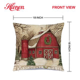 Hlonon Christmas Decorations Christmas Pillow Covers 18 x 18 Inches Set of 4 - Xmas Series Cushion Pillow Cover Custom Zippered Square Pillowcase Hlonon