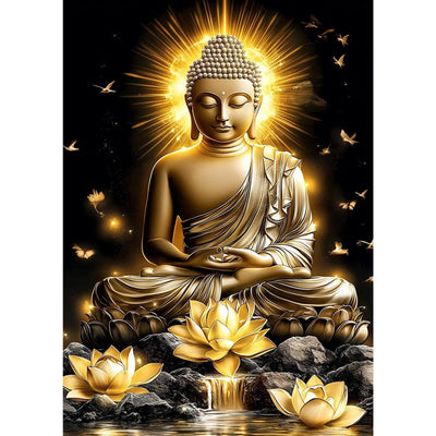 NEWENMO Buddha Diamonds Painting Kits for Adults Beginner, DIY 5D Flowers Diamond Art Paint with Round Diamonds, Full Drill Diamonds Art Painting Kit Perfect for Home Wall Decor 12x16 Inch