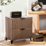 Royal Windsor Fluted Nightstand Set of 2 with 2 Drawers, Side End Table, Small Accent Storage Cabinet,Modern Night Stand Bedside Table for Bedroom, Brown Royal Windsor