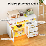 soges 39.4" LED Buffet Cabinet, Modern Sideboard Buffet with RGB 7-Color Light Strip, Large Kitchen Storage Cabinet with Storage for Bar, Office, Coffee Bar Station with 3 Drawers soges