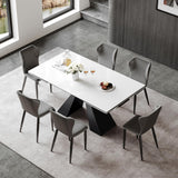 Extendable Dining Table for 8-12 Seat,Tabletop Made of Sintered Stone and Tempered Glass, Modern Style, 35.4" D x 94.5" W x 30" H, White Top TimesGate