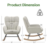 AYEASY Rocking Chair Nursery, Teddy Baby Nursery Rocking Chairs, Modern Nursing Chair for Breastfeeding, Nursery Rocker for Small Spaces Indoor, Accent Glider Chairs for Living Room, Bedroom, Beige AYEASY