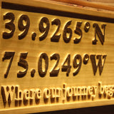 ADVPRO wpa0415 Compass Latitude Longitude Location Family Wedding Sign Wood Engraved Wooden Sign - Large 26.75 x 10.75 AdvPro