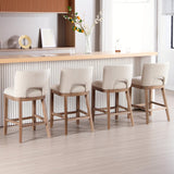 DM Furniture Farmhouse Bar Stools Set of 4, 26" Counter Height Barstools, Linen Upholstered Barstools with Open Back for Kitchen Island/Breakfast Bar/Home Pub, Beige DM Furniture