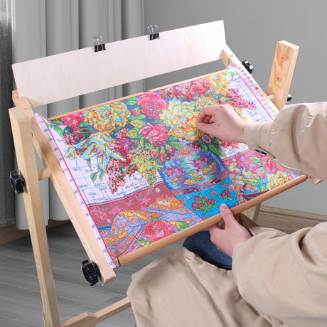 Needlework Table and Adjustable Embroidery Stand, Cross Stitch Hoop Stand, Beech Wood Tapestry Cross Stitch Embroidery Frame Holder(54.5x41.6 cm (21.5" x 16.3")) and(112.5x41.6 cm (44.3" x 16.3")) guofa