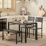 Shahoo Kitchen Table and 2 Chairs for 4 with Bench, 4 Piece Dining Sets for Small Space, Dark Grey Shahoo