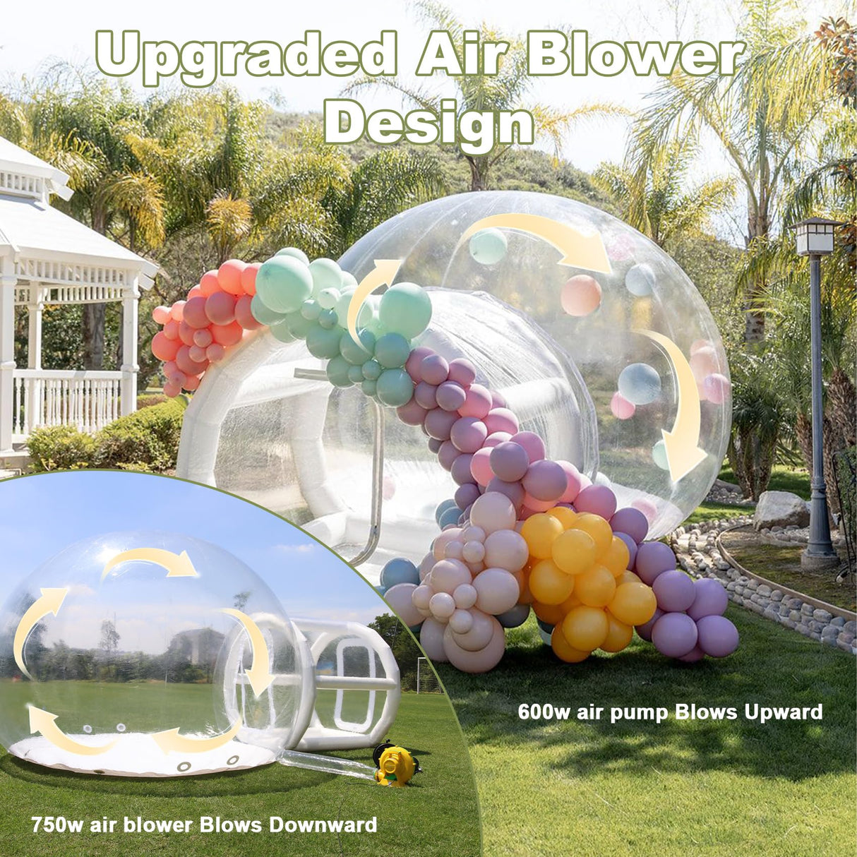 Eachup 10FT Inflatable Balloon House for Kids Adults,TPU White Commercial Inflatable Bubble House Ball Pit,Bubble Tent Dome Playground Set with Double Blower for Backyard Birthday Wedding Party Eachup