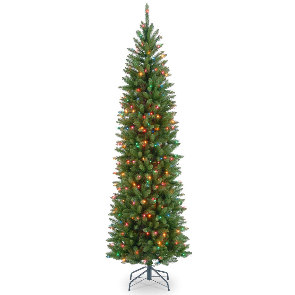 National Tree Company Artificial Pre-Lit Slim Christmas Tree, Green, Kingswood Fir, Multicolor Lights, Includes Stand, 6.5 Feet National Tree Company