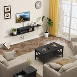 ChooChoo Floating TV Stand Shelf, Wall Mount Entertainment Center, 60” Media Console Stand for Living Room, Bedroom, Black ChooChoo