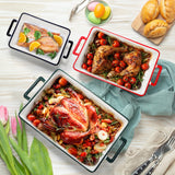 Peohud Set of 3 Casserole Dishes for Oven, Porcelain Baking Dishes with Handle, Large Rectangular Lasagna Pans, Ceramic Bakeware Set for Cooking, Kitchen, Cake Dinner, Banquet and Daily Use Peohud