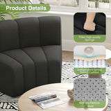 LEVNARY Modular Sectional Sofa, Convertible Sectional Couch Set, Large-Grain Velvet Modular Sectionals, Curved 4 Seater Cloud Sofa with Chaise for Living Room (Black) LEVNARY