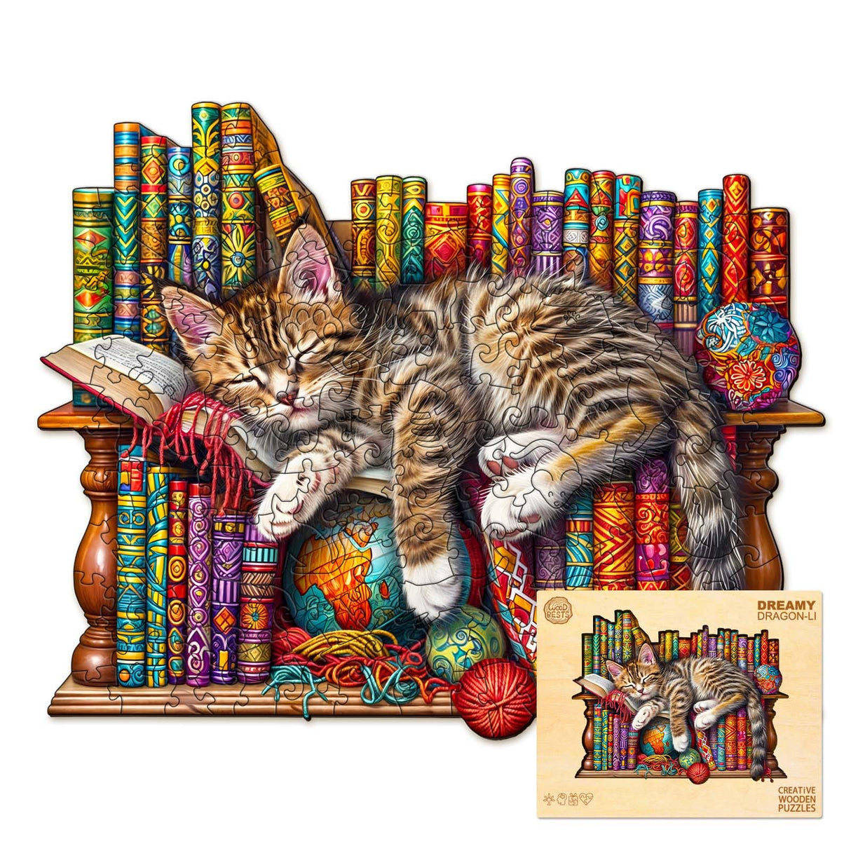 Wooden Puzzles for Adults, Cat Puzzles with Unique Animal Shapes, Wooden Jigsaw Puzzles with Wood Puzzle Box, Birthday Gifts for Women Men, Wood Adult Puzzles (L-13.4 * 10.8in 280pcs) NABYSHOP