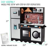 Lil' Jumbl Jumbl Kids Kitchen Set, Pretend Wooden Play Kitchen, Battery Operated Icemaker, Microwave, Range Hood, Stove Top, Oven, with Realistic Sound & Lights, Pots, Pan, & Utensils Included Lil' Jumbl