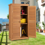 Goplus Outdoor Storage Cabinet, Wooden Storage Shed with Latch, Detachable Shelves & Weather Resistant Pitch Roof, Vertical Garden Tool Organizer for Outside Yard Patio Deck Goplus