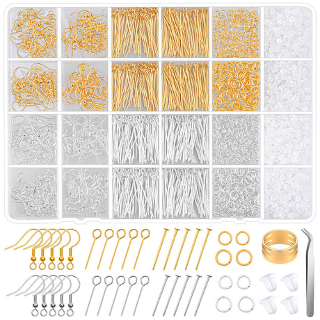 Hypoallergenic Earring Making Kit, modacraft 2000Pcs Earring Making Supplies Kit with Hypoallergenic Hooks, Earring Findings, Backs, Pins Jump Rings for Jewelry Making Supplies Modacraft