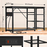 GRLEAF 55-75 Gallon Aquarium Stand: 1200LB Capacity, Built-In Power Outlets, 3-Tier Shelves for Fish Tank Accessories Storage, Heavy-Duty Steel/Wood Hybrid for Fish & Reptile Tanks | Excludes Tank GRLEAF