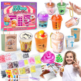 Trubic Miniature Cafe & Boba Tea Slime Making Kit for Girls Ages 8-12, 53PCS Mini Coffee & Bubble Tea Dessert Cup, DIY Pretend Play Food Set, Kitchen Toys, Birthday Party Gift for Kids 6 7 9 10 11 Trubic