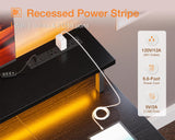 ODK 55 inch Gaming Desk with LED Lights & Power Outlets, Computer Desk with Monitor Stand & Storage Sheves, CPU Stand, Home Office Desk, Black ODK