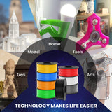 SUNLU 3D Printer Filament Pack, 0.25kg Each Spool, Total 2kg, Mini Spool, PLA+ Filament 1.75mm, 8 Packs, Black+White+Grey+Blue+Green+Red+Orange+PureYellow SUNLU