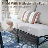 PHI VILLA Outdoor Patio Furniture Set 10 Piece, Half-Moon Sectional Patio Conversation Sets for 8 Persons with 2 Round Table for Garden, Poolside, Balcony, Backyard PHI VILLA