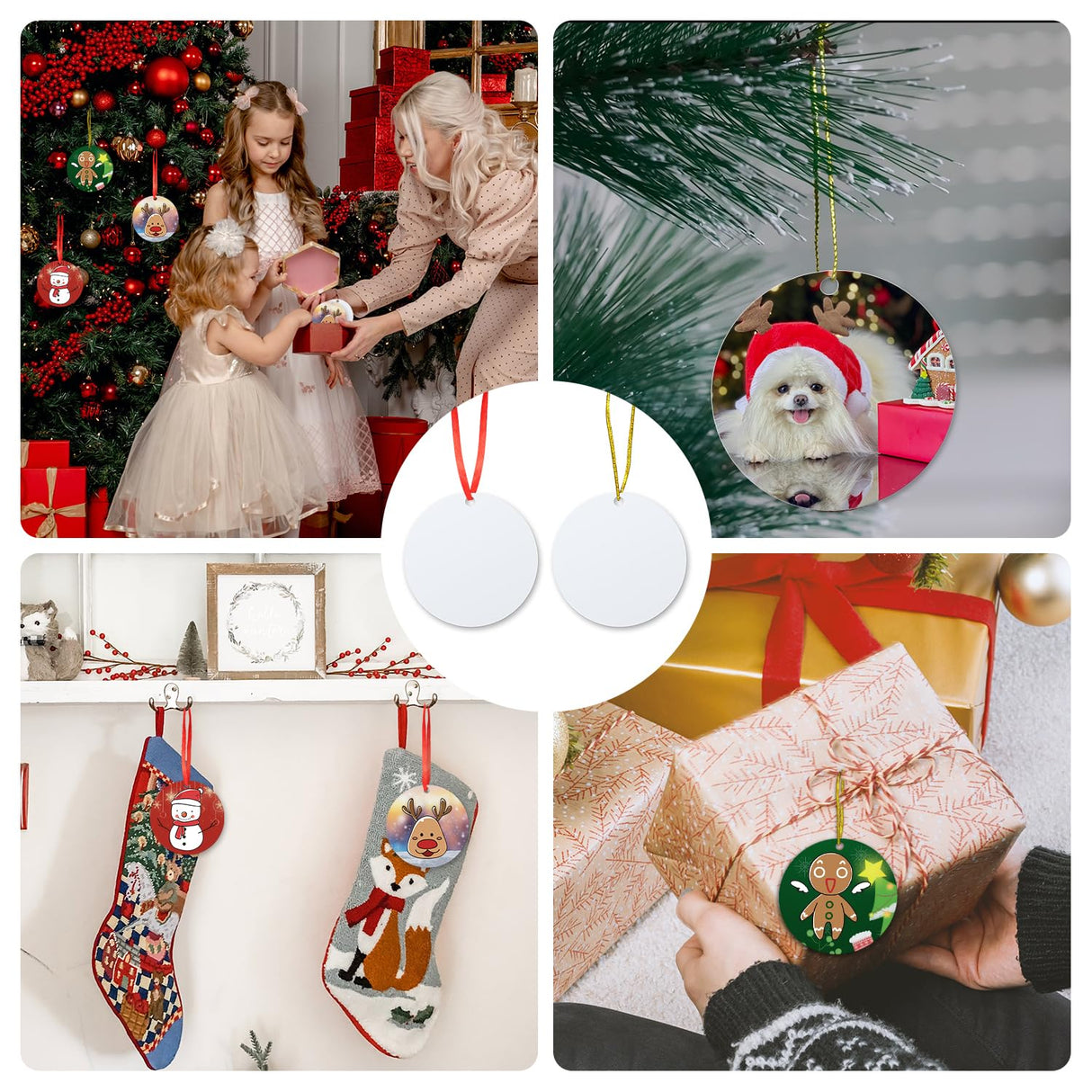 30pcs Sublimation Ornament Blanks, 3 inch Round MDF Personalized Sublimation Blanks Pendants Double Side Christmas Tree Discs Hanging Ornaments DIY Crafts Gift Decoration lasuroa