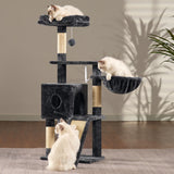 Hey-brother Cat Tree, 42.5-Inches Cat Tower for Indoor Cats, Plush Multi-Level Kitten Cat Condo with Scratching Post, Ramp, Basket, Spacious Cat Cave, Hanging Ball, Smoky Gray MPJ007SG Hey-brother