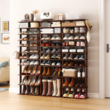 HOMEFORT 10-Tier Vertical Shoe Rack, Corner Shoe Tower, Double Rows 10 Tiers Shoe Shelf, Slim Shoe Storage Unit for 20 Pairs of Shoes, Shoe Stand for Entryway, Hallway, Closet (Rustic Brown) HOMEFORT