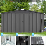 AECOJOY Shed 12' x 12' Storage Shed, Outdoor Storage Sheds & Outdoor Storage 12' x 12' with Lockable Doors, Large Steel Yard Shed, Utility and Tool Storage for Garden, Patio, Outside use in Dark Grey AECOJOY