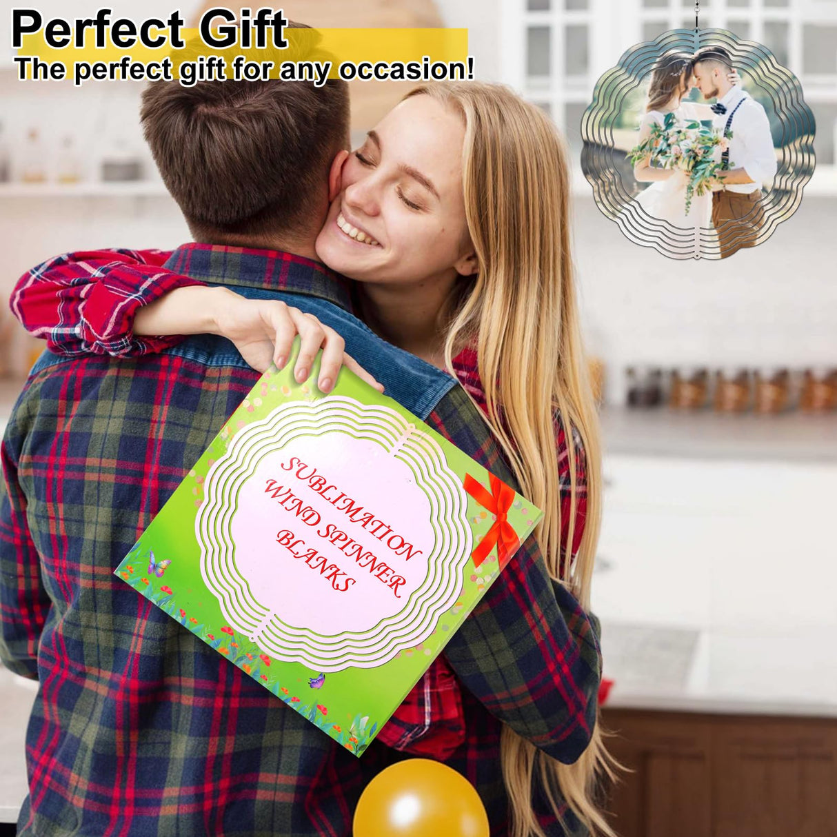 Remiawy Sublimation Wind Spinner Blanks, 6 Pack 10 Inch 3D Aluminum Metal Hanging Wind Spinners Sublimation Blanks Kinetic Sculpture DIY Crafts for Yard Garden Indoor Outdoor Porch Decoration Round REMIAWY