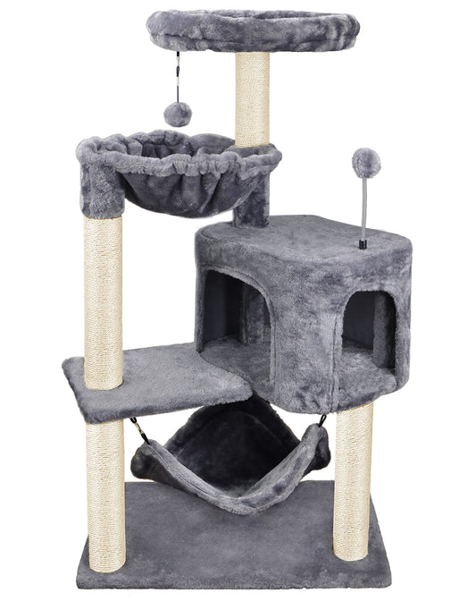 YUNIQUE Cat Tree with Cat Condo and Big Hammock, Grey