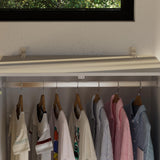 WOODTIME Wardrobe Closet with All Mirror, Wooden Armoire with 4 Doors & Hanging Rod, Clothes Storage Cabinet Organizer for Bedroom Apartment, White WOODTIME