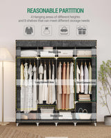 Hzuaneri 67 Inch Closet Wardrobe, Clothes Storage Organizer for Hanging Clothes with Cover, 4 Hanging rods, 9 Storage Shelves, Portable Closet for Bedroom 67 x 16.5 x 66 Inches, Starry Sky Black Hzuaneri