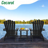 Cecarol Oversized Adirondack Chair Plastic, Outdoor Fire Pit Chair with Cup Holder, Adirondack Patio Chair Weather Resistant for Outside, Porch, Lawn, Garden- AC01, Black(Wood Grain) Cecarol