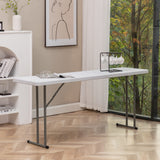 BTEXPERT 6-Foot-72 Long White Granite Plastic Folding Seminar Training Table Portable 18" Wide Narrow, 29" High, Events Indoor Outdoor Lightweight Set of 2 BTEXPERT